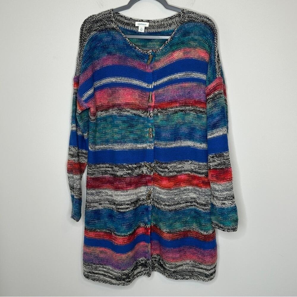 Sundance Petite Small Merino Blend Long Multi Colored Cardigan Toggle Bohemian